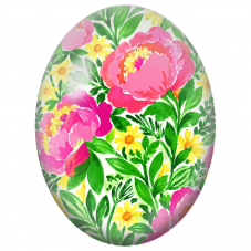 Cabochon en Verre Illustré Pivoines Roses et Petites Fleurs Jaunes 13x18, 18x25 ou 30x40mm - Pour la Création de Bijoux