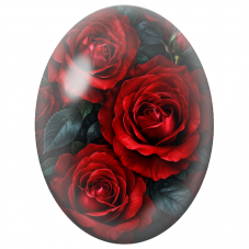 Cabochon en Verre Illustré Roses Rouges Velours 13x18, 18x25 ou 30x40mm - Pour la Création de Bijoux Fantaisie - DIY