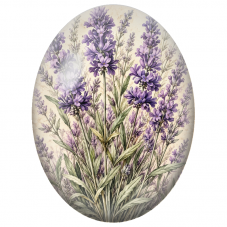 Cabochon en Verre Illustré Lavande Violette sur Fond Ancien 13x18, 18x25 ou 30x40mm - Pour la Création de Bijoux Fantaisie - DIY