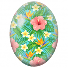 Cabochon en Verre Illustré Hibiscus Roses et Oiseaux de Paradis 13x18, 18x25 ou 30x40mm - Pour la Création de Bijoux Fantaisie