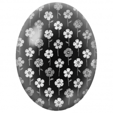 Cabochon en Verre Illustré Petites Fleurs Blanches sur Fond Noir 13x18, 18x25 ou 30x40mm - Pour la Création de Bijoux Fantaisie