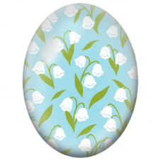 Cabochon en Verre Illustré Muguet Blanc sur Fond Bleu Ciel 13x18, 18x25 ou 30x40mm - Pour la Création de Bijoux Fantaisie - DIY