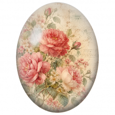 Cabochon en Verre Illustré Roses Anciennes sur Partition 13x18, 18x25 ou 30x40mm - Pour la Création de Bijoux Fantaisie - DIY