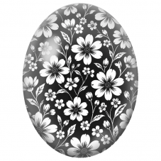 Cabochon en Verre Illustré Fleurs Blanches sur Fond Noir 13x18, 18x25 ou 30x40mm - Pour la Création de Bijoux Fantaisie - DIY