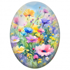 Cabochon en Verre Illustré Prairie Fleurie à l’Aquarelle 13x18, 18x25 ou 30x40mm - Pour la Création de Bijoux Fantaisie - DIY