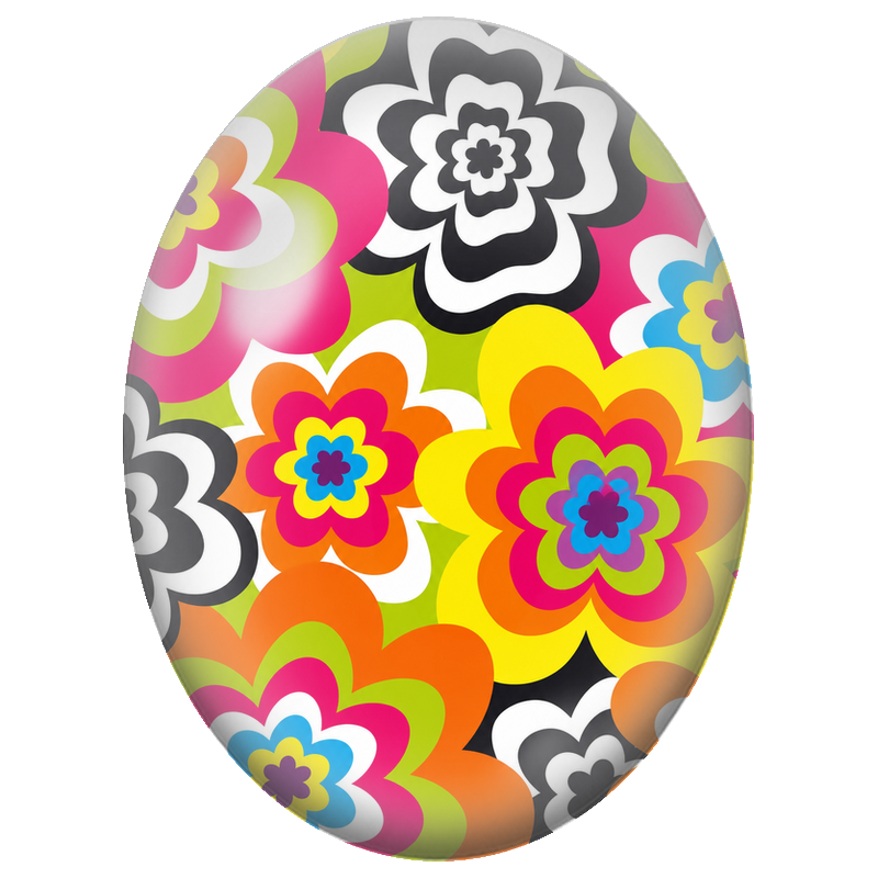 Cabochon en Verre Illustré Fleurs Pop Rétro Multicolores 13x18, 18x25 ou 30x40mm