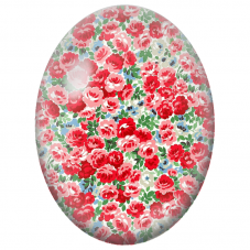 Cabochon en Verre Illustré Petites Roses Rouges et Roses 13x18, 18x25 ou 30x40mm - Pour la Création de Bijoux Fantaisie - DIY