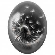 Cabochon en Verre Illustré Pissenlit en Noir et Blanc 13x18, 18x25 ou 30x40mm - Pour la Création de Bijoux Fantaisie - DIY