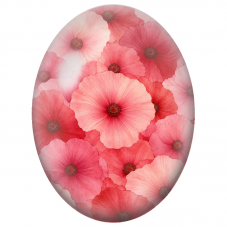 Cabochon en Verre Illustré Coquelicots Roses et Rouges en Gros Plan 13x18, 18x25 ou 30x40mm - Pour la Création de Bijoux