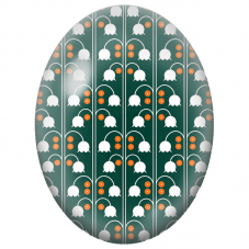 Cabochon en Verre Illustré Muguet Blanc et Baies Orange Rétro 13x18, 18x25 ou 30x40mm - Pour la Création de Bijoux Fantaisie
