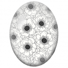 Cabochon en Verre Illustré Fleurs Blanches Dessinées en Noir 13x18, 18x25 ou 30x40mm - Pour la Création de Bijoux Fantaisie