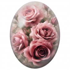 Cabochon en Verre Illustré Roses Vieux Rose en Gros Plan 13x18, 18x25 ou 30x40mm - Pour la Création de Bijoux Fantaisie - DIY