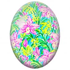 Cabochon en Verre Illustré Orchidées Roses et Feuillage Tropical 13x18, 18x25 ou 30x40mm - Pour la Création de Bijoux Fantaisie
