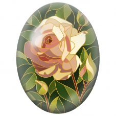 Cabochon en Verre Illustré Rose Ivoire Art Déco 13x18, 18x25 ou 30x40mm - Pour la Création de Bijoux Fantaisie - DIY