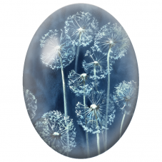 Cabochon en Verre Illustré Fleurs d’Ail en Cyanotype Bleu 13x18, 18x25 ou 30x40mm - Pour la Création de Bijoux Fantaisie - DIY