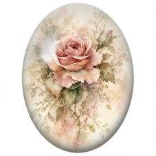 Cabochon en Verre Illustré Rose Ancienne à l’Aquarelle 13x18, 18x25 ou 30x40mm - Pour la Création de Bijoux Fantaisie - DIY