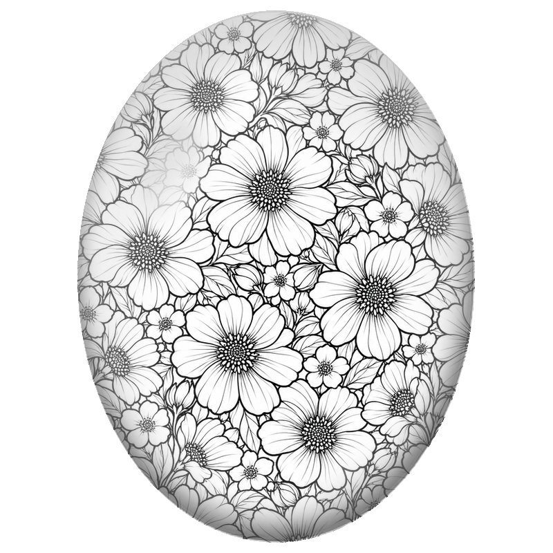 Cabochon en Verre Illustré Jardin Fleuri Dessiné en Noir 13x18, 18x25 ou 30x40mm