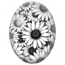 Cabochon en Verre Illustré Marguerites en Noir et Blanc 13x18, 18x25 ou 30x40mm - Pour la Création de Bijoux Fantaisie - DIY