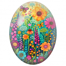 Cabochon en Verre Illustré Jardin Fantaisie et Papillons 13x18, 18x25 ou 30x40mm - Pour la Création de Bijoux Fantaisie - DIY