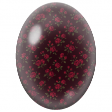 Cabochon en Verre Illustré Petites Roses Rouges sur Fond Bordeaux 13x18, 18x25 ou 30x40mm - Pour la Création de Bijoux Fantaisie