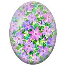 Cabochon en Verre Illustré Clématites Violettes et Papillon 13x18, 18x25 ou 30x40mm - Pour la Création de Bijoux Fantaisie - DIY