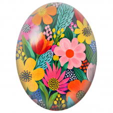 Cabochon en Verre Illustré Jardin Naïf aux Couleurs Vives 13x18, 18x25 ou 30x40mm - Pour la Création de Bijoux Fantaisie - DIY