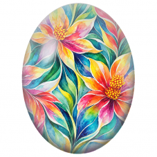 Cabochon en Verre Illustré Fleurs Exotiques Multicolores 13x18, 18x25 ou 30x40mm - Pour la Création de Bijoux Fantaisie - DIY