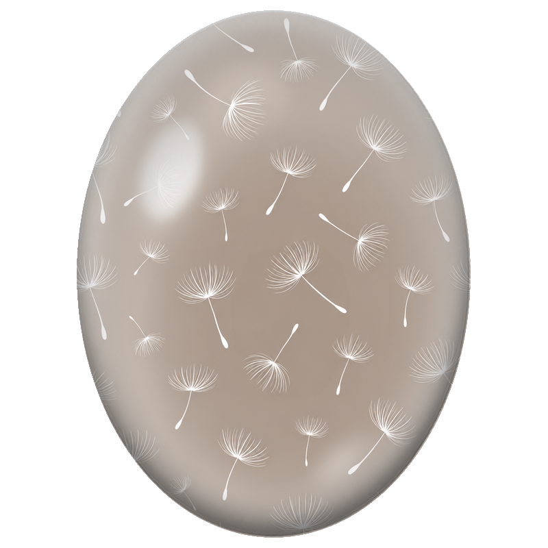 Cabochon en Verre Illustré Graines de Pissenlit sur Fond Taupe 13x18, 18x25 ou 30x40mm