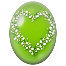 Cabochon en Verre Illustré Cœur de Muguet sur Fond Vert 13x18, 18x25 ou 30x40mm - Pour la Création de Bijoux Fantaisie - DIY
