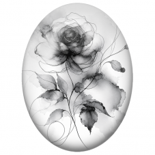 Cabochon en Verre Illustré Rose Noire à l’Encre 13x18, 18x25 ou 30x40mm - Pour la Création de Bijoux Fantaisie - DIY