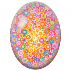 Cabochon en Verre Illustré Cercles Multicolores Lumineux 13x18, 18x25 ou 30x40mm - Pour la Création de Bijoux Fantaisie - DIY