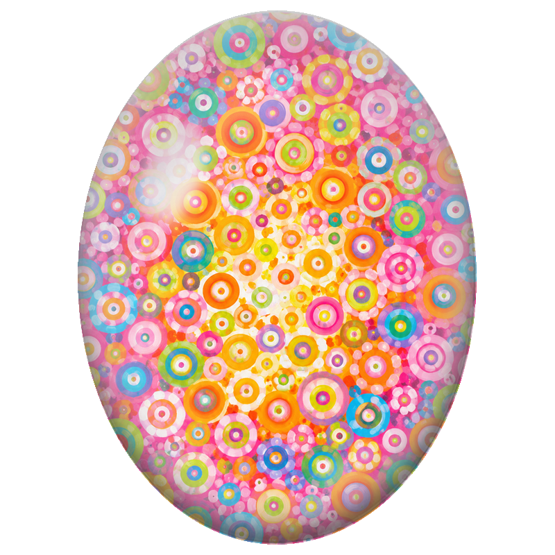 Cabochon en Verre Illustré Cercles Multicolores Lumineux 13x18, 18x25 ou 30x40mm