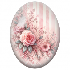 Cabochon en Verre Illustré Roses Roses et Dentelle Vintage 13x18, 18x25 ou 30x40mm - Pour la Création de Bijoux Fantaisie - DIY