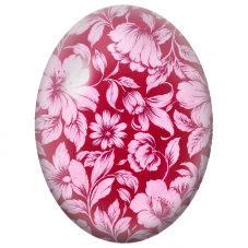 Cabochon en Verre Illustré Fleurs Roses sur Fond Framboise 13x18, 18x25 ou 30x40mm - Pour la Création de Bijoux Fantaisie - DIY