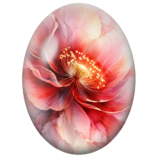 Cabochon en Verre Illustré Fleur Rouge et Rose Lumineuse 13x18, 18x25 ou 30x40mm - Pour la Création de Bijoux Fantaisie - DIY