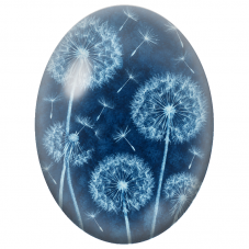 Cabochon en Verre Illustré Pissenlits Blancs sur Fond Bleu Nuit 13x18, 18x25 ou 30x40mm - Pour la Création de Bijoux Fantaisie