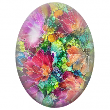 Cabochon en Verre Illustré Fleurs et Papillons Aquarellés Multicolores 13x18, 18x25 ou 30x40mm - Pour la Création de Bijoux