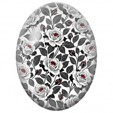 Cabochon en Verre Illustré Roses Blanches et Noires aux Cœurs Rouges 13x18, 18x25 ou 30x40mm - Pour la Création de Bijoux