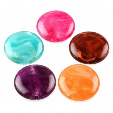 5 Perles Palets Rondes Plates en Acrylique Multicolore 22mm pour la Création de Bijoux Fantaisie - DIY