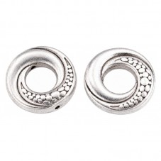 4 Perles en Métal Rondes Plates Argentées 15mm pour la Création de Bijoux Fantaisie - DIY