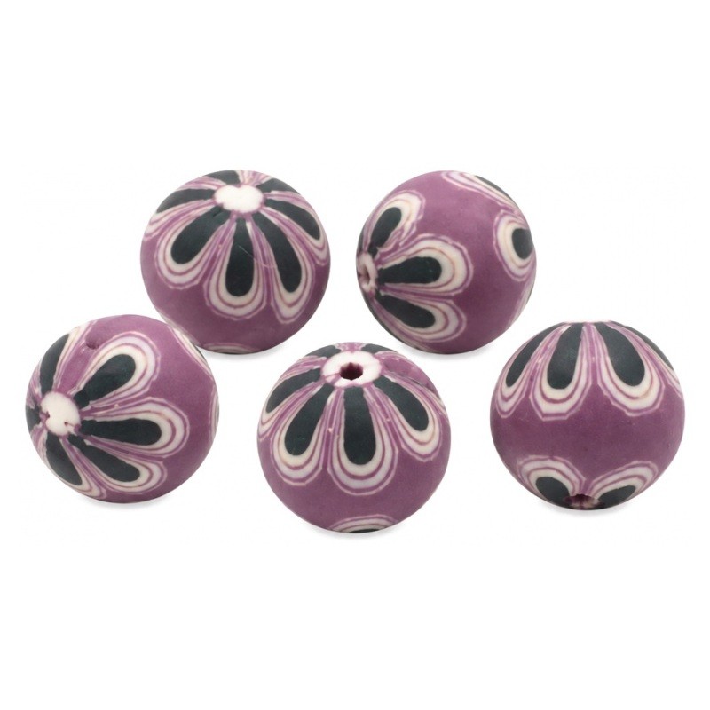 15 Perles Prune en Pâte Polymère Fimo 8mm