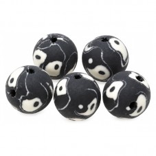 15 Perles Yin Yang Noir et Blanc en Pâte Polymère Fimo 8mm pour la Création de Bijoux Fantaisie - DIY