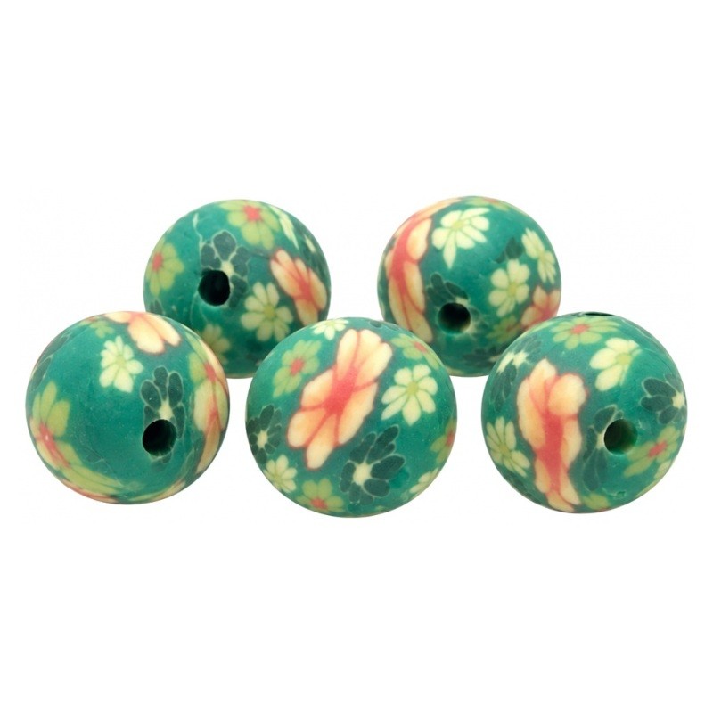 15 Perles Vertes en Pâte Polymère Fimo 8mm