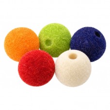 10 Perles Flocky en Acrylique Multicolore 14mm pour la Création de Bijoux Fantaisie - DIY