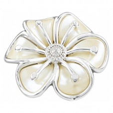 Grande Perle Fleur Blanche en Acrylique Liseret Argenté pour la Création de Bijoux Fantaisie - DIY