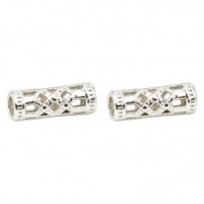 20 Perles Tubes Ajourées Filigrane Argentées 12x4mm pour la Création de Bijoux Fantaisie - DIY