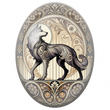 Cabochon en Verre Illustré Loup Art Nouveau aux Arabesques 13x18, 18x25 ou 30x40mm - Pour la Création de Bijoux Fantaisie - DIY