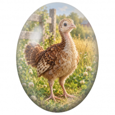 Cabochon en Verre Illustré Jeune Dindon dans une Prairie 13x18, 18x25 ou 30x40mm - Pour la Création de Bijoux Fantaisie - DIY