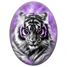 Cabochon en Verre Illustré Tigre Noir aux Reflets Violets 13x18, 18x25 ou 30x40mm - Pour la Création de Bijoux Fantaisie - DIY