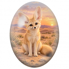 Cabochon en Verre Illustré Fennec dans le Désert au Soleil Couchant 13x18, 18x25 ou 30x40mm - Pour la Création de Bijoux